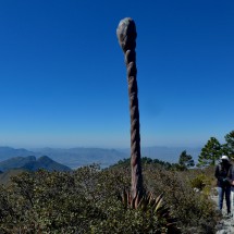 Marion and Tommy with another huge Agave flower on top of 3151 meters high El Penitente